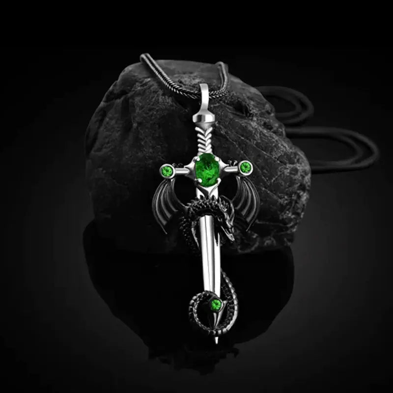 Universal Retro Dragon Sword Necklace for Men and Women