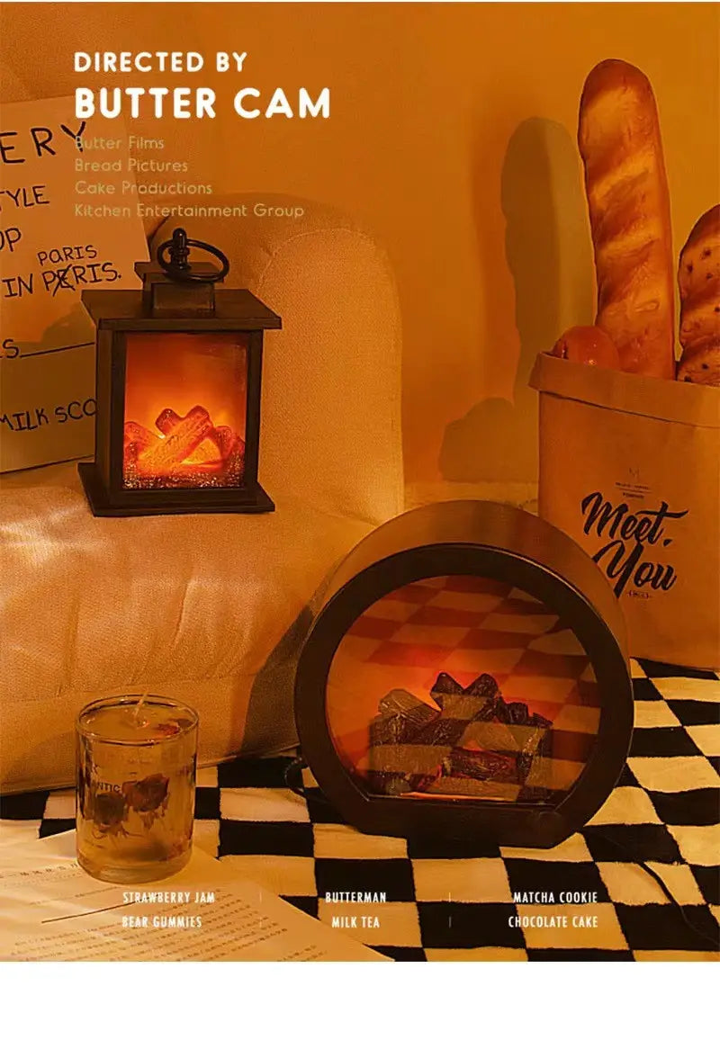 LED Fireplace Decorative Lantern with Flame Effect