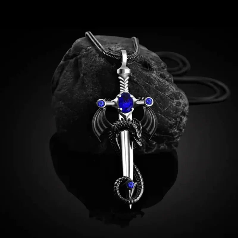 Universal Retro Dragon Sword Necklace for Men and Women
