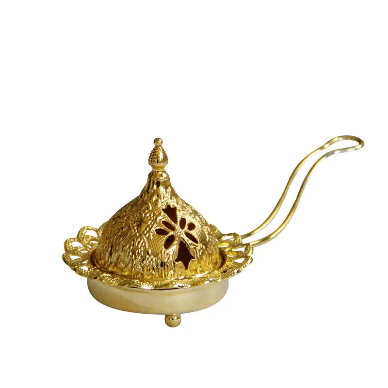 Gold Metal Incense Burner, Modern Arabic Design