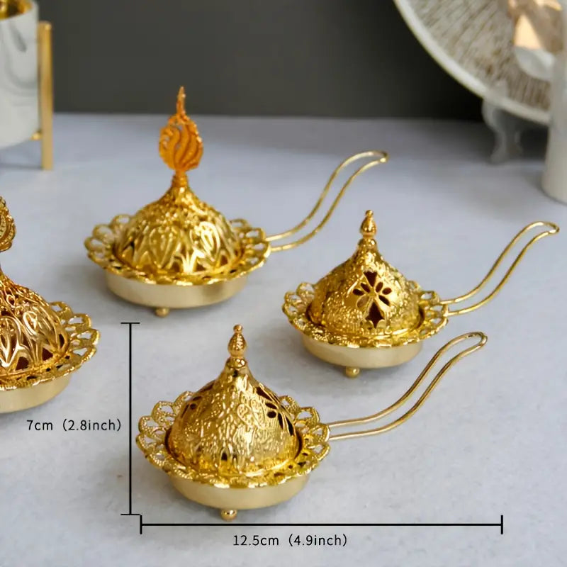 Gold Metal Incense Burner, Modern Arabic Design