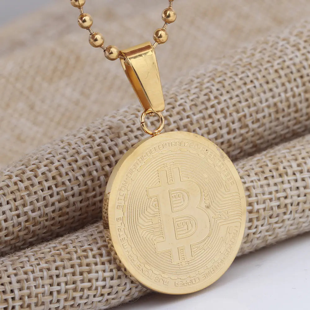 Titanium Steel Bitcoin Pendant and Necklace Wholesale