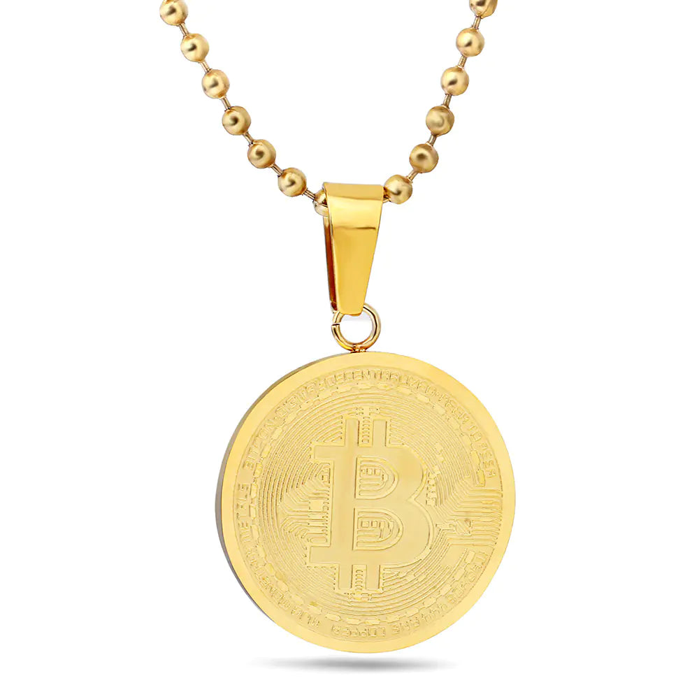 Titanium Steel Bitcoin Pendant and Necklace Wholesale