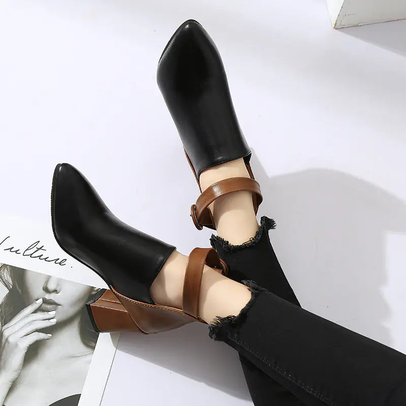 Plus Size Women's Fall Ankle Boots with Mid Heel
