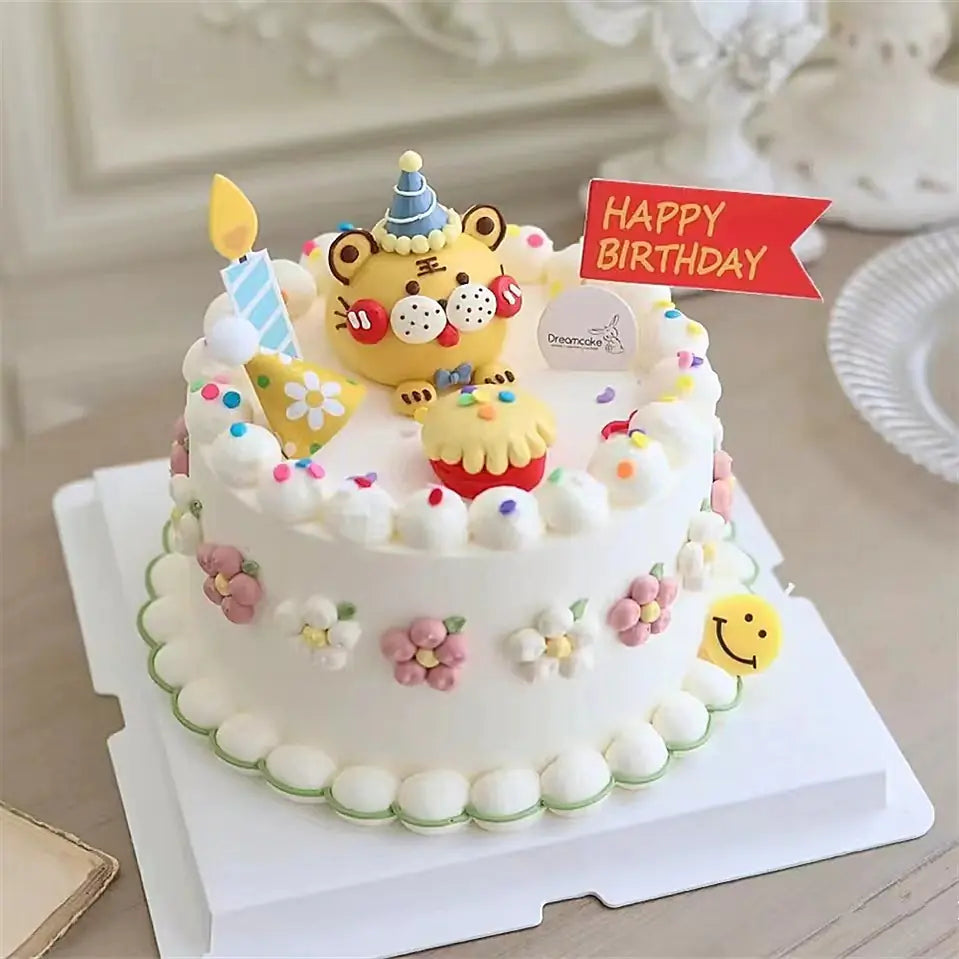 Cute Polymer Clay Tiger Birthday Hat Decoration