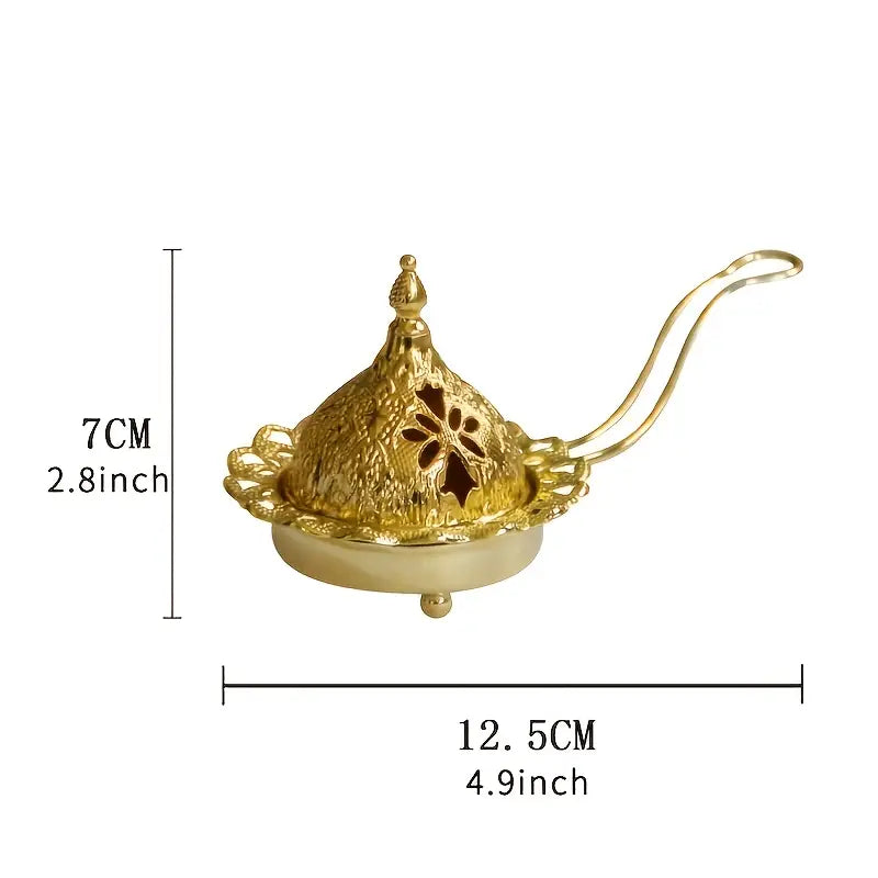 Gold Metal Incense Burner, Modern Arabic Design