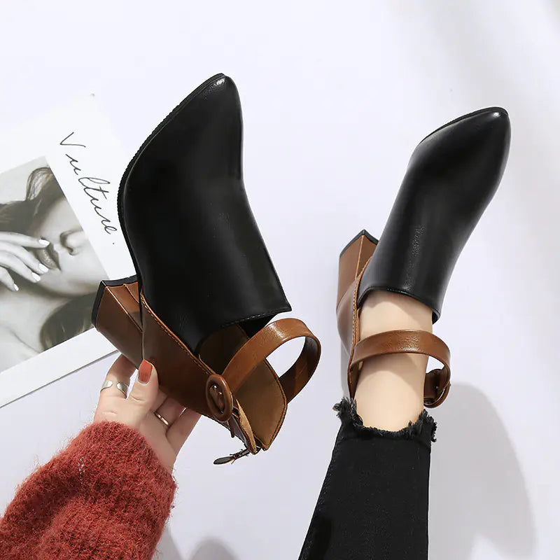 Plus Size Women's Fall Ankle Boots with Mid Heel