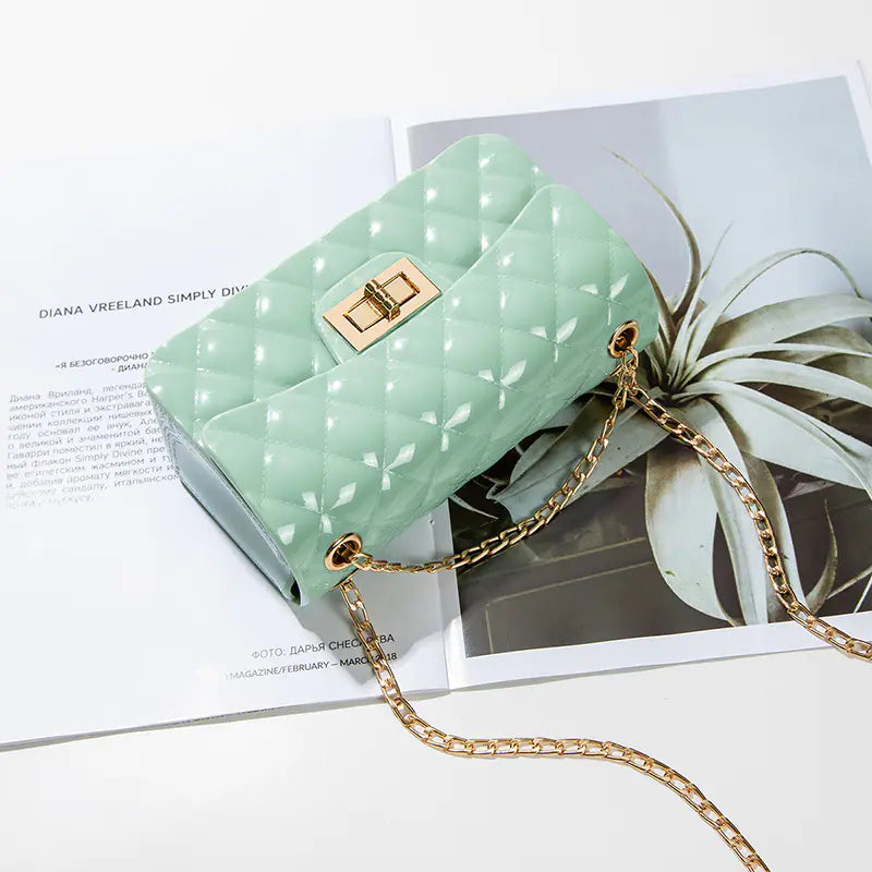 Korean Style Jelly Bag with Chain Shoulder Strap