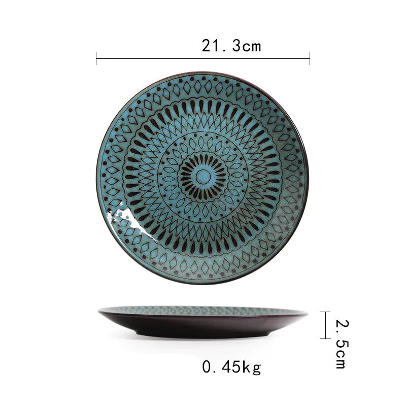 Retro Ceramic Tableware Set: Bowls, Plates, Cups