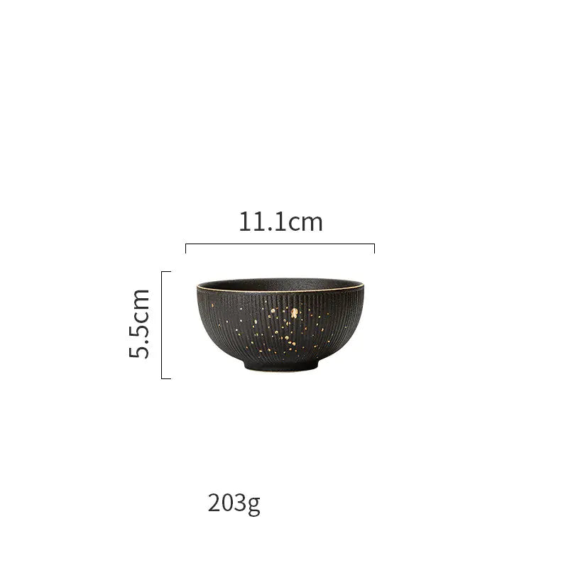 Nordic Black Tableware Set with Gold Trim (Dinner Plates)