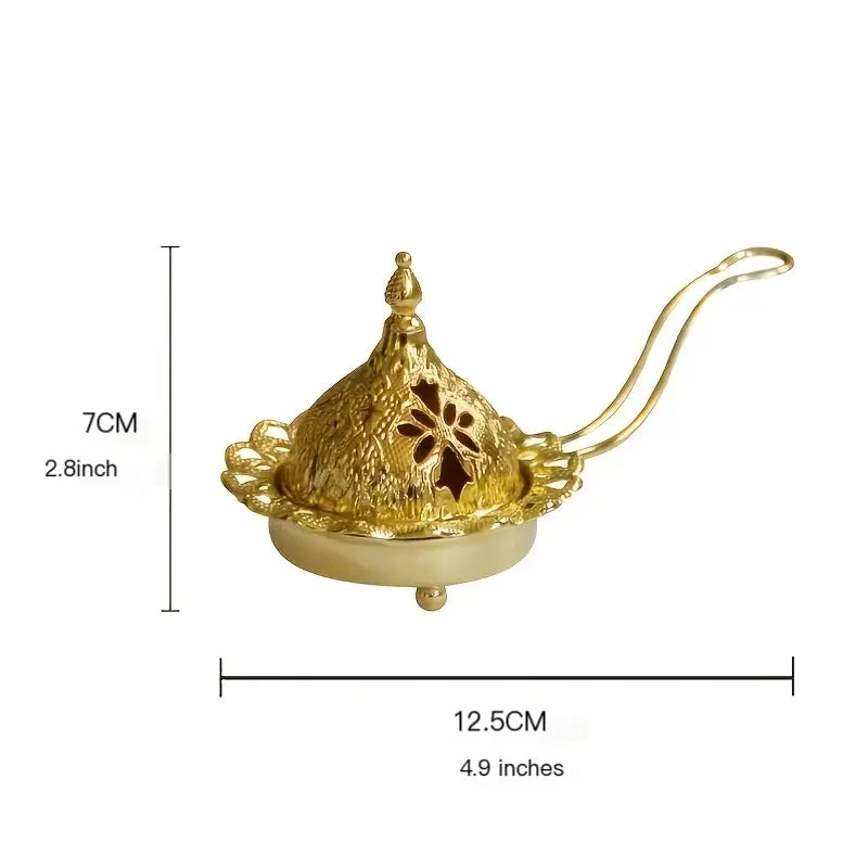 Gold Metal Incense Burner, Modern Arabic Design