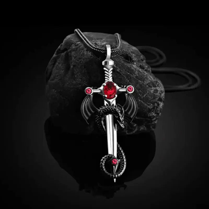 Universal Retro Dragon Sword Necklace for Men and Women