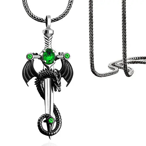 Universal Retro Dragon Sword Necklace for Men and Women