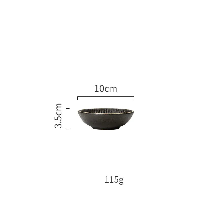 Nordic Black Tableware Set with Gold Trim (Dinner Plates)