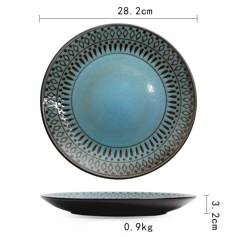 Retro Ceramic Tableware Set: Bowls, Plates, Cups