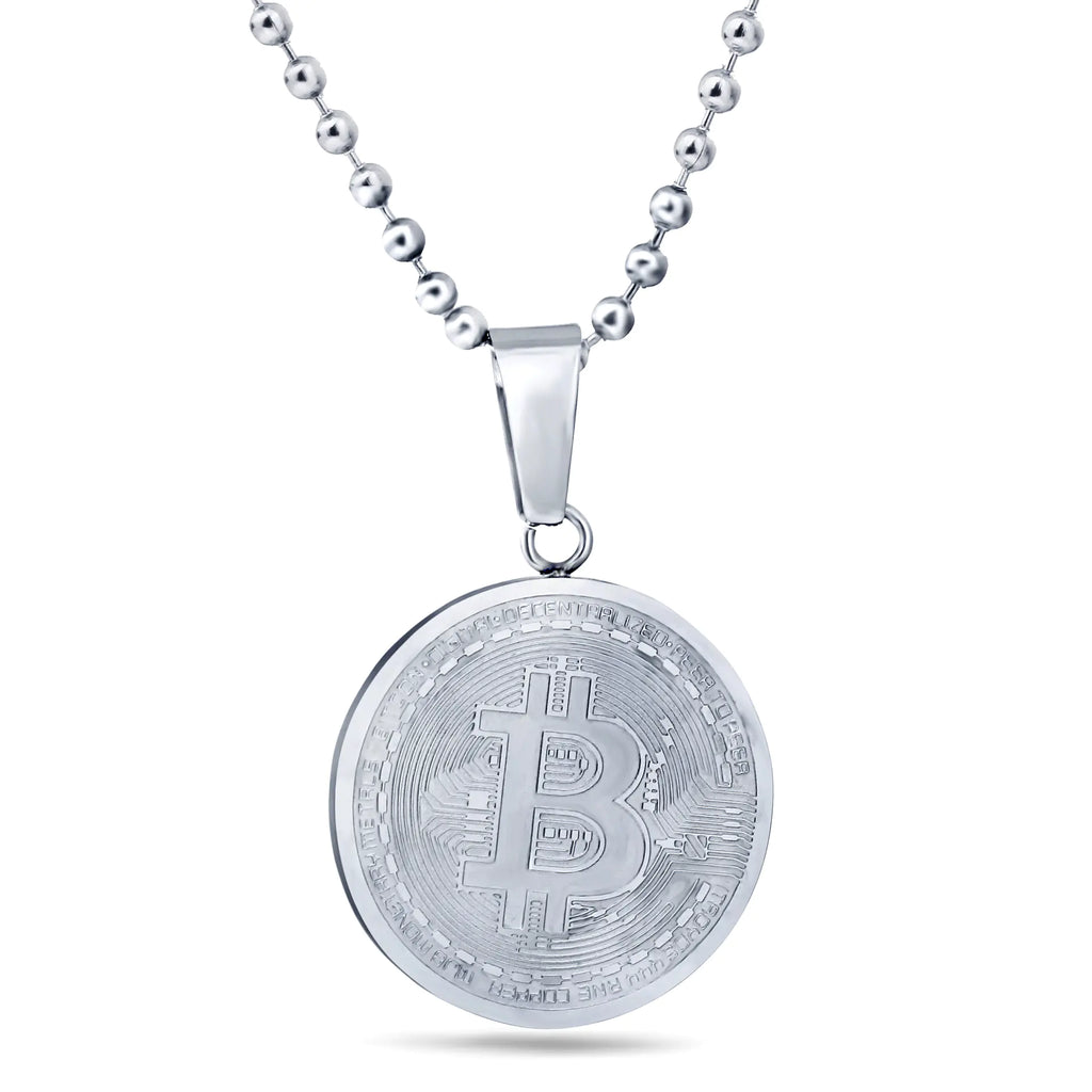 Titanium Steel Bitcoin Pendant and Necklace Wholesale