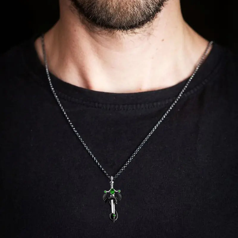 Universal Retro Dragon Sword Necklace for Men and Women