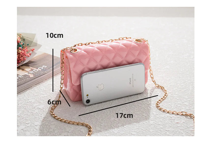 Korean Style Jelly Bag with Chain Shoulder Strap