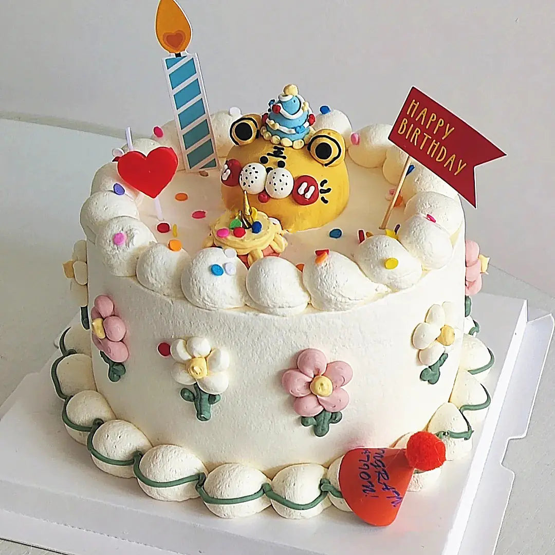 Cute Polymer Clay Tiger Birthday Hat Decoration