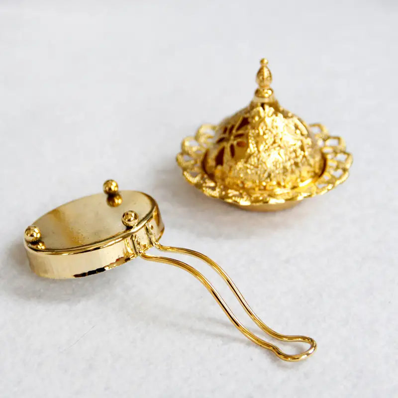 Gold Metal Incense Burner, Modern Arabic Design